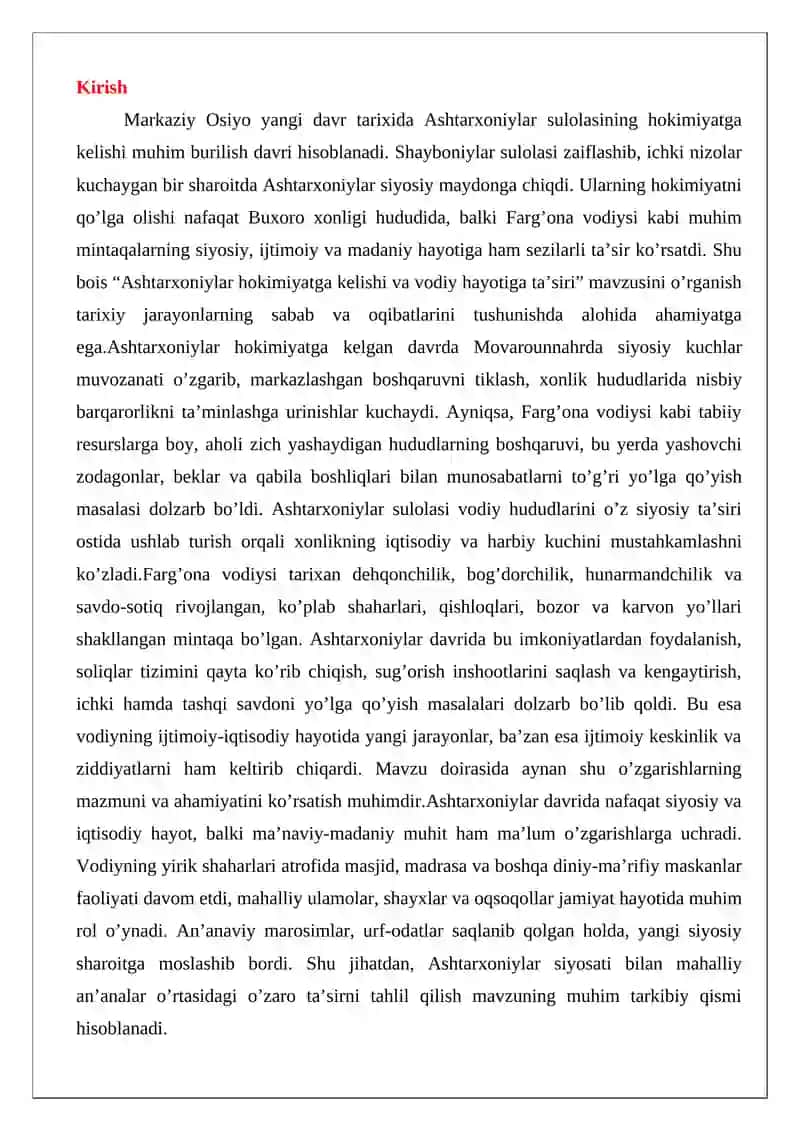 Ashtarxoniylar hokimiyatga kelishi va vodiy hayotiga ta’siri 2