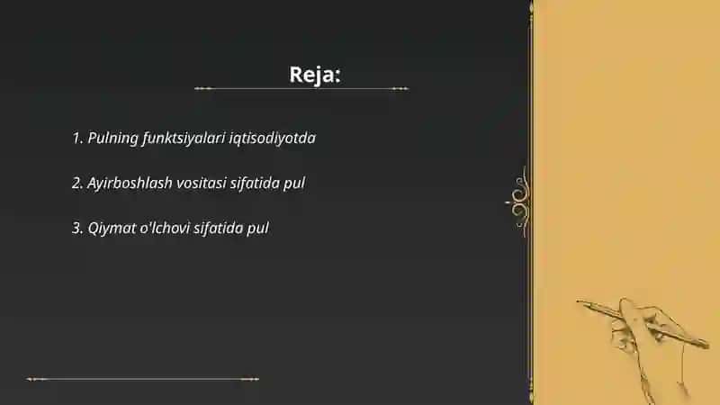 Pulning funkdiyalari va uni iqtisodiyotdagi oʻrni 2