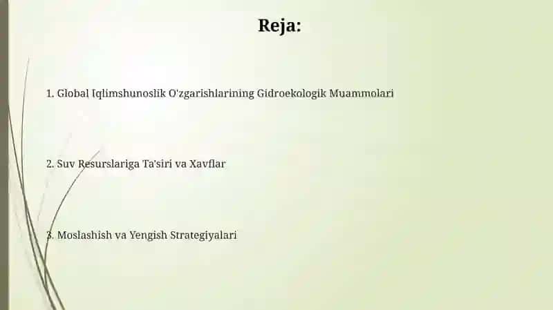 Global iqlim o'zgarishining gidroekologik muammolari 2