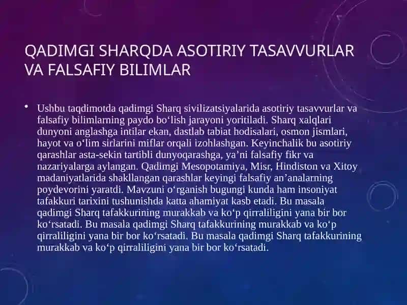 Qadimgi Sharqda Asotiriy Tasavvurlar va Falsafiy Bilimlar 2