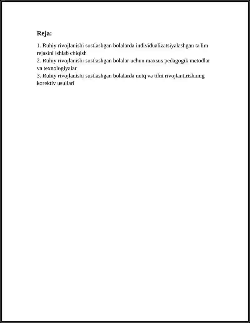 Ruhiy rivojlanishi sustlashgan bolalarda individualizatsiyalashgan ta'lim rejasini ishlab chiqish 2