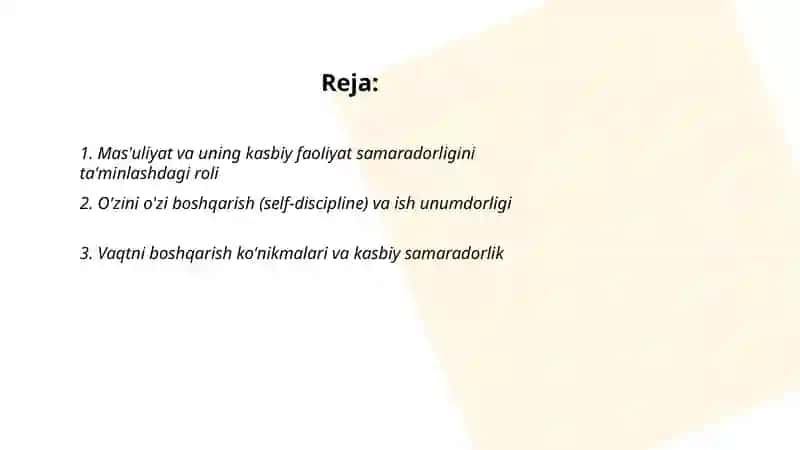 Mas'uliyat va kasbiy faoliyat samaradorligi 2