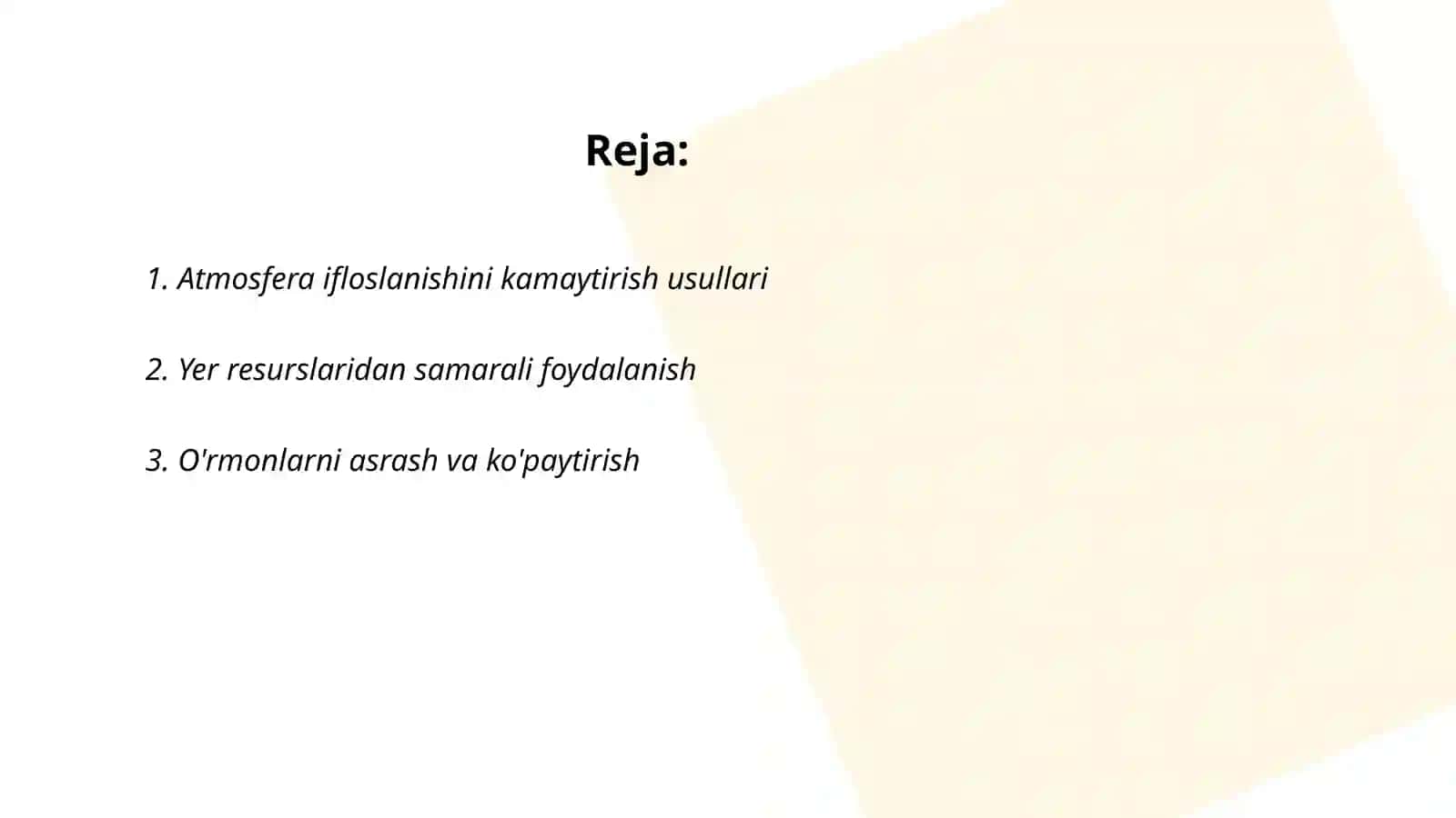 Antropogen omillarning biosferaga salbiy ta'sirini kamaytiramiz 2