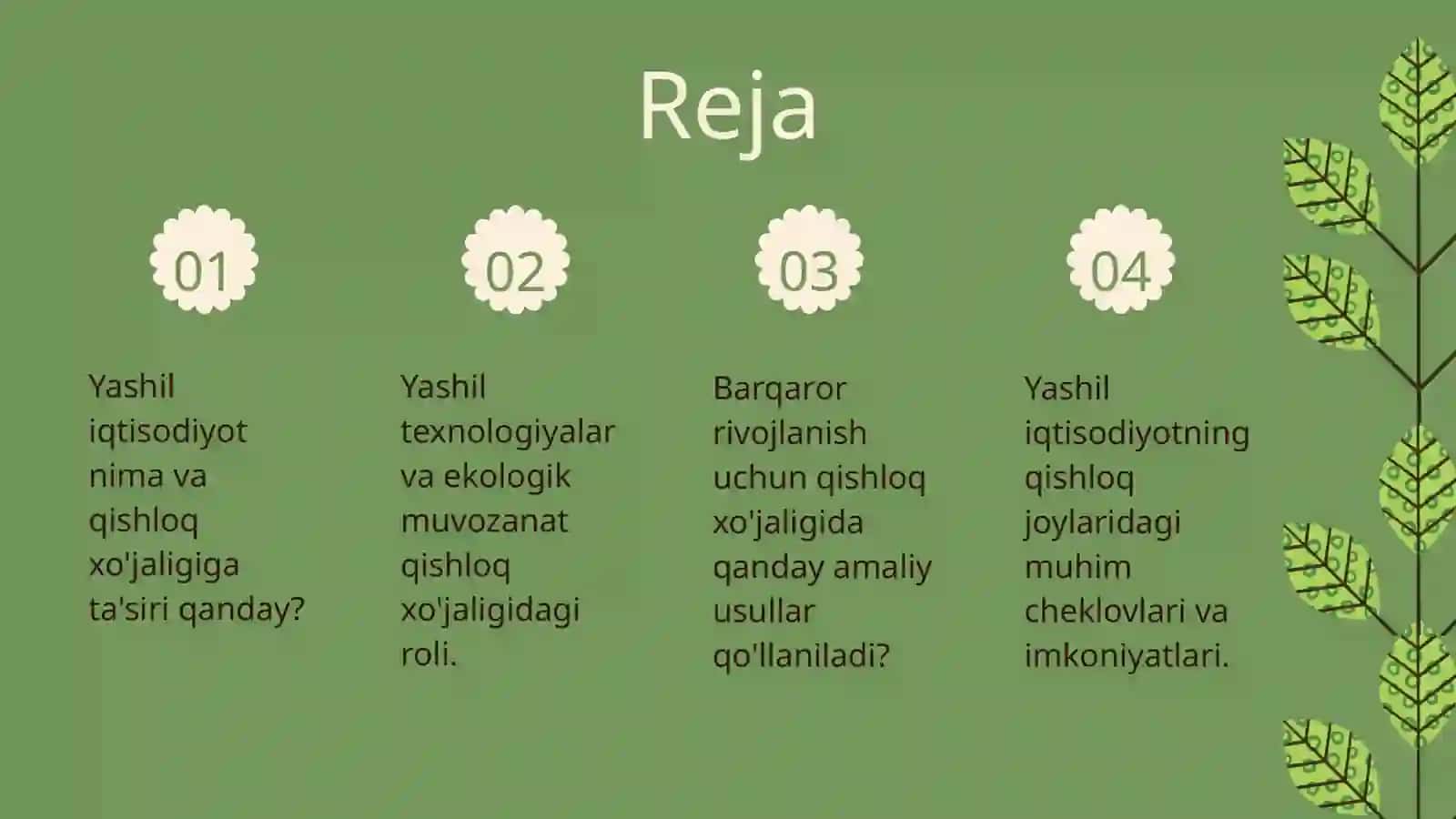 Qishloq xo'jaligini "yashil iqtisodiyot" asosida barqaror rivojlantirish 2