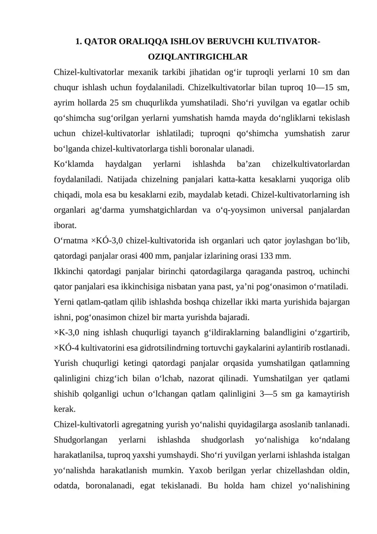 Qator oraliqqa ishlov beruvchi kultivator-oziqlantirgichlar 2