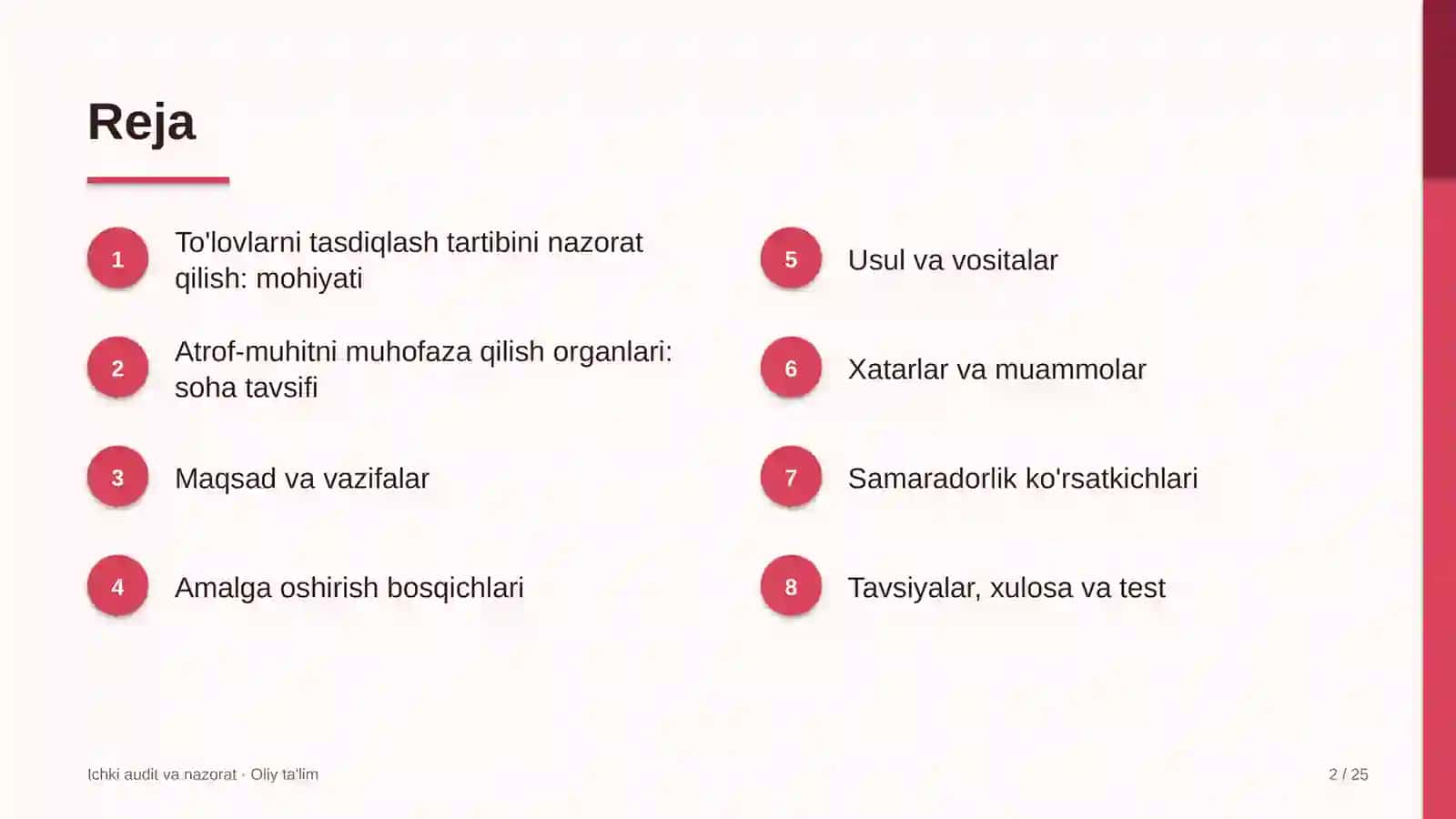 Atrof-muhitni muhofaza qilish organlarida to'lovlarni tasdiqlash tartibini nazorat qilish 2