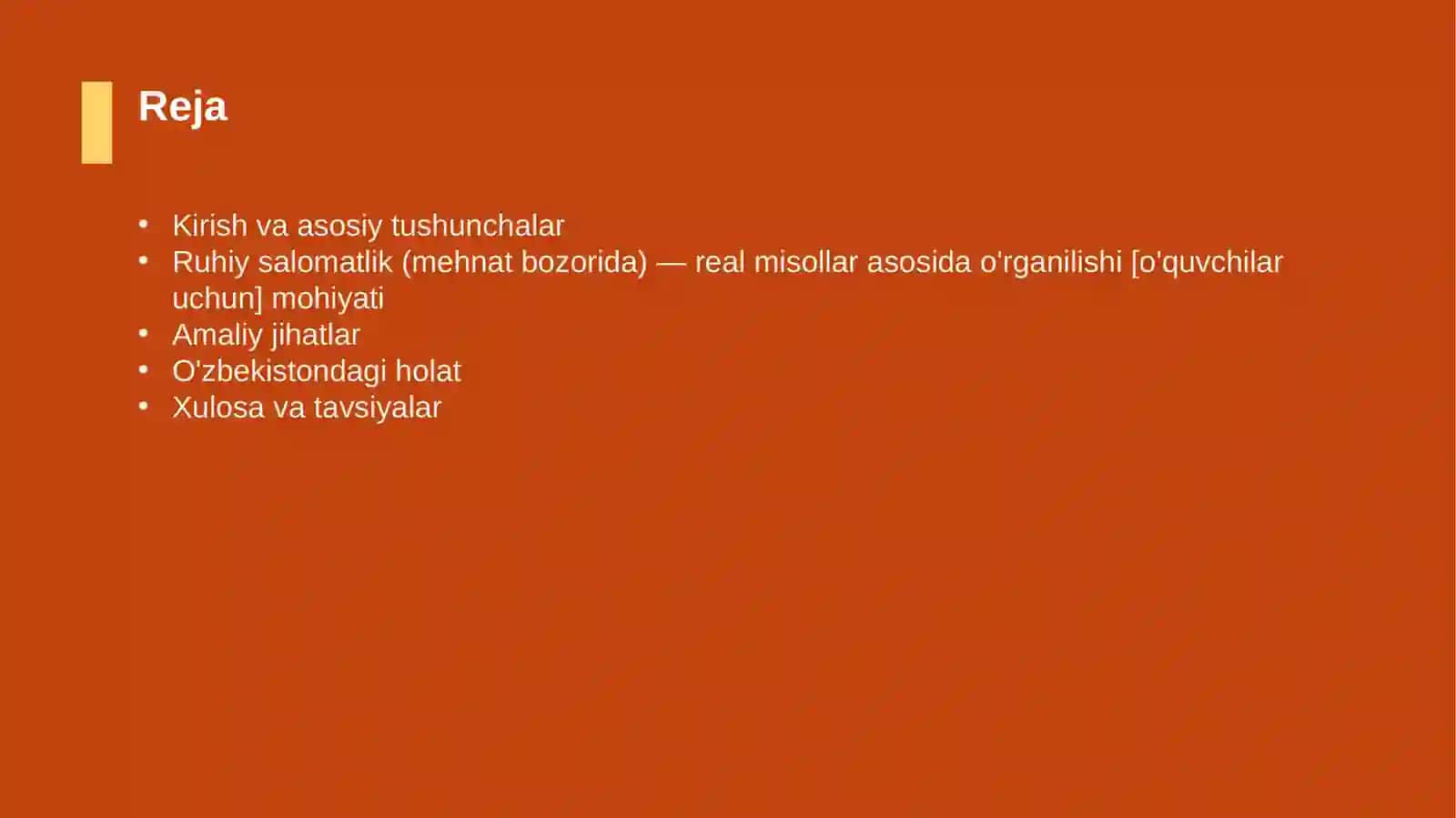 Ruhiy salomatlik (mehnat bozorida) — real misollar asosida o'rganilishi [o'quvchilar uchun] 2