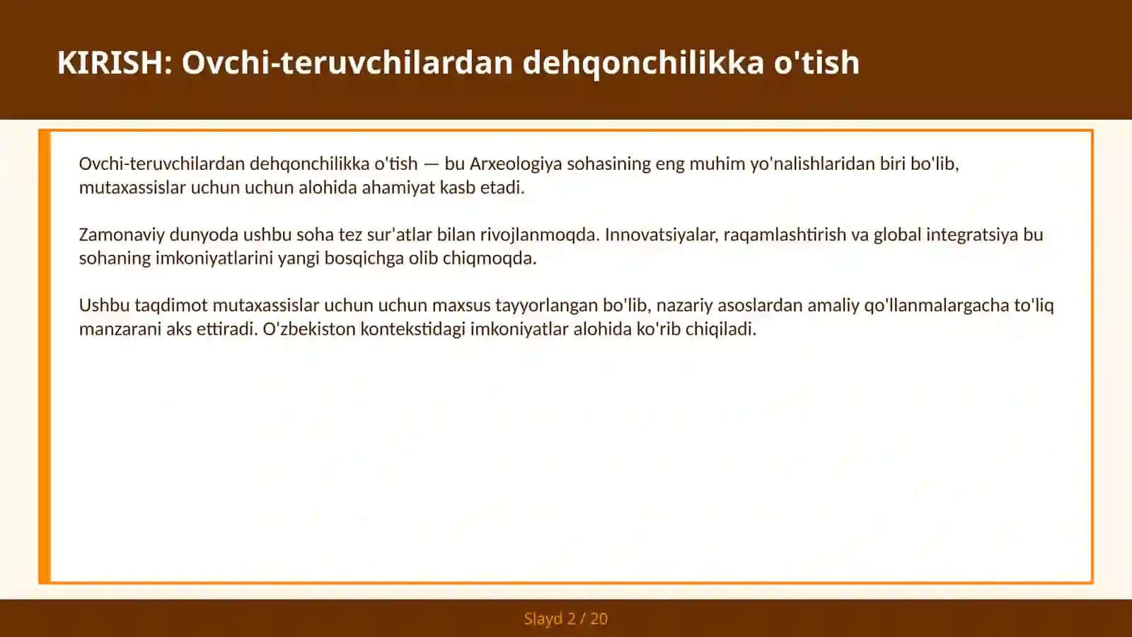 OVCHI-TERUVCHILARDAN DEHQONCHILIKKA O'TISH 2