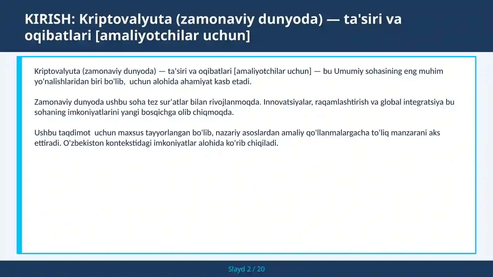 Kriptovalyuta (zamonaviy dunyoda) — ta'siri va oqibatlari [amaliyotchilar uchun] 2
