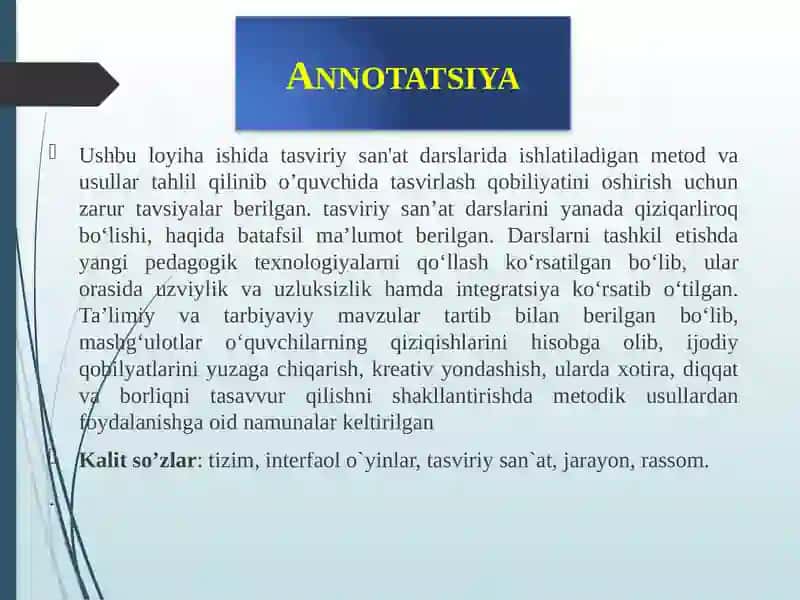 Tasviriy san'at va chizmachilik fanlarini o'qitishda ta'limiy o'yinlqadan foydalanishning samarali usullar 2