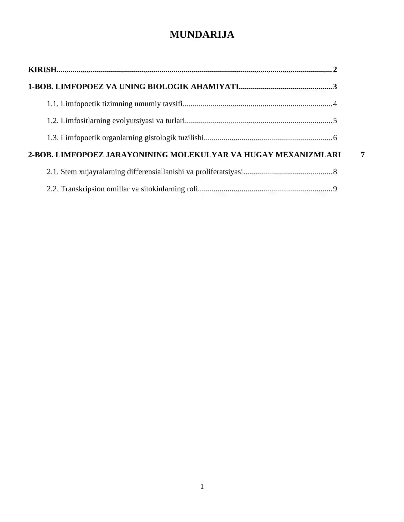 Limfositopoezning xususiyatlari 2