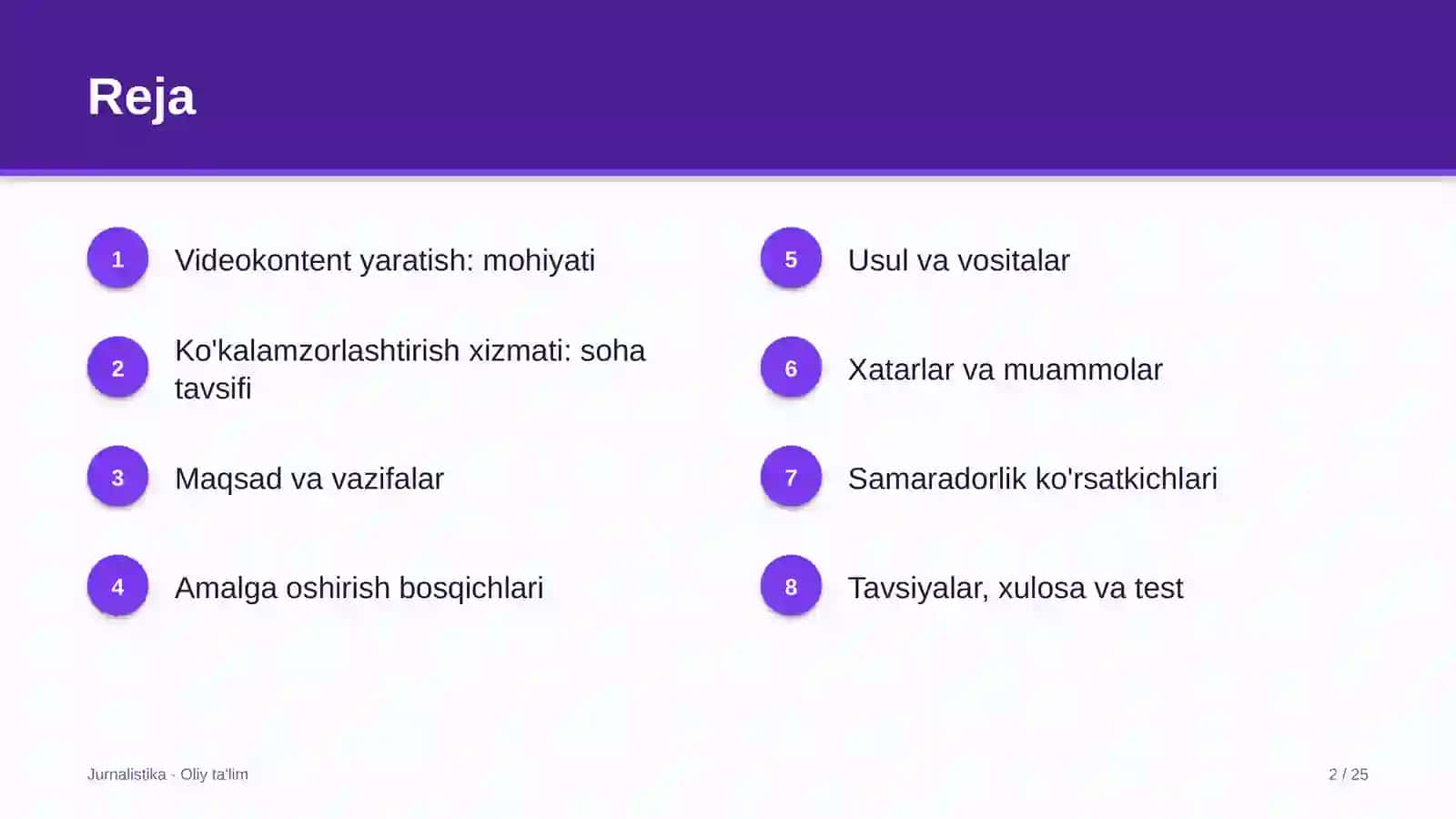 Ko'kalamzorlashtirish xizmatida videokontent yaratish 2
