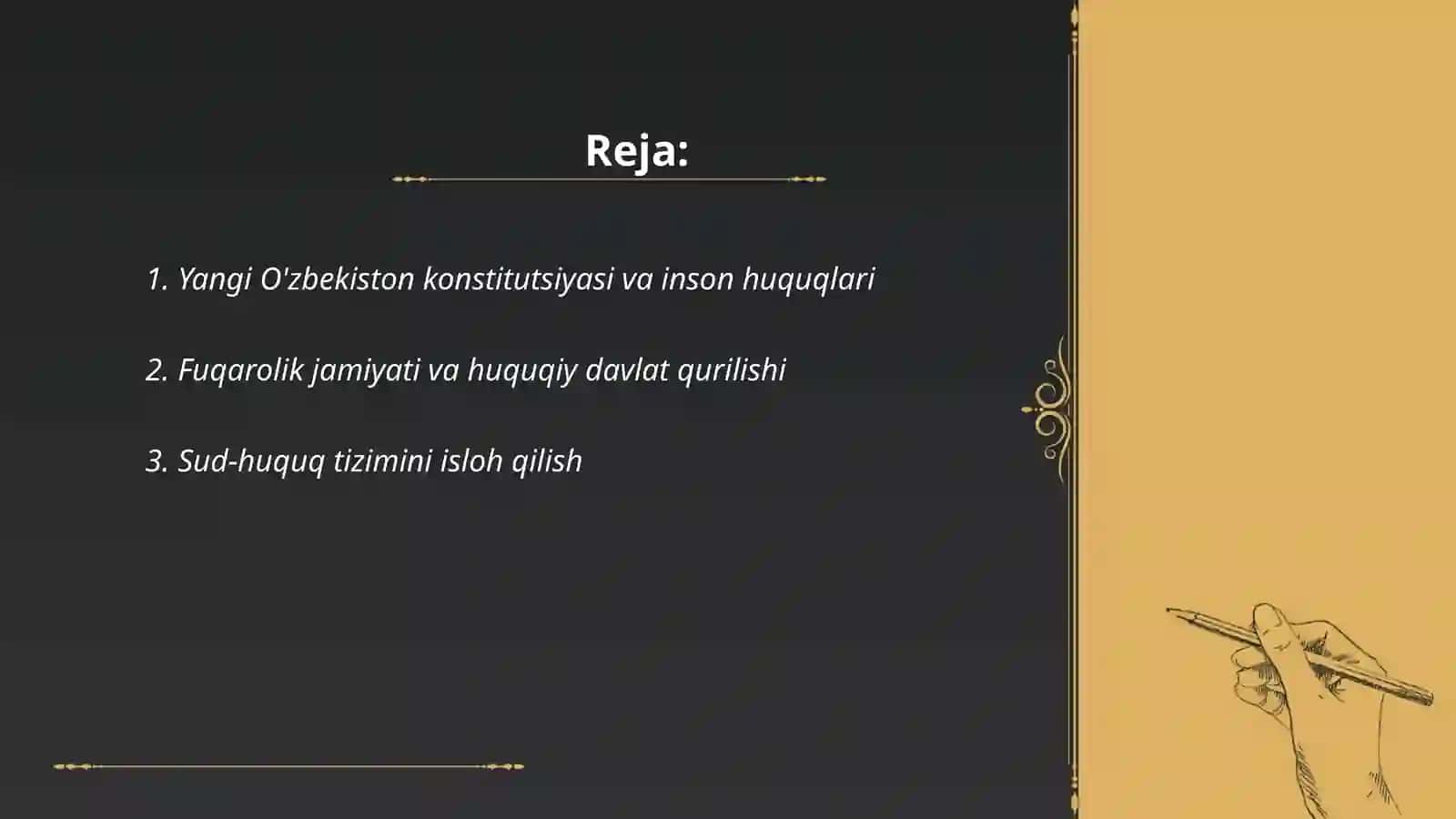 Yangi O'zbekistonda inson haq-huquqlari va erkinliklari kafolatining yaratilishi 2