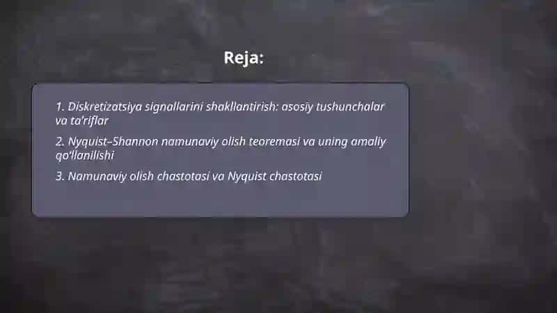 Diskretizatsiya signallami shakillantirish 2