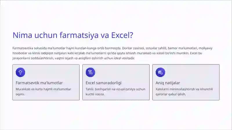 Farmatsiyaga oid ma'lumotlarni MS Excelda qayta ishlash 2