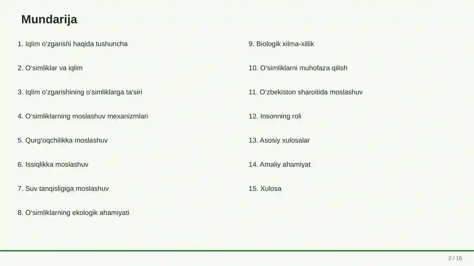 O‘SIMLIKLARNING IQLIM O‘ZGARISHIGA MOSLASHUVI VA EKOLOGIK AHAMIYATI 2