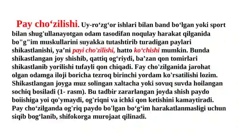 Suyaklar shikastlanganida birinchi yordam ko’rsatish 2