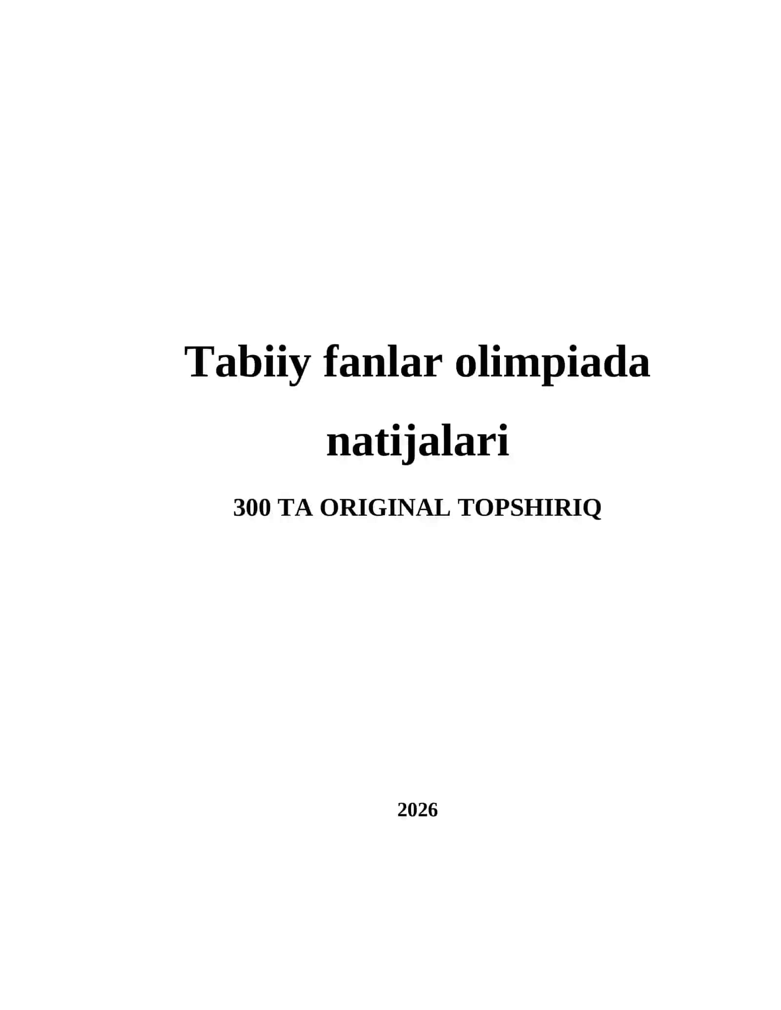 TABIIY FANLAR OLIMPIADA NATIJALARI 2