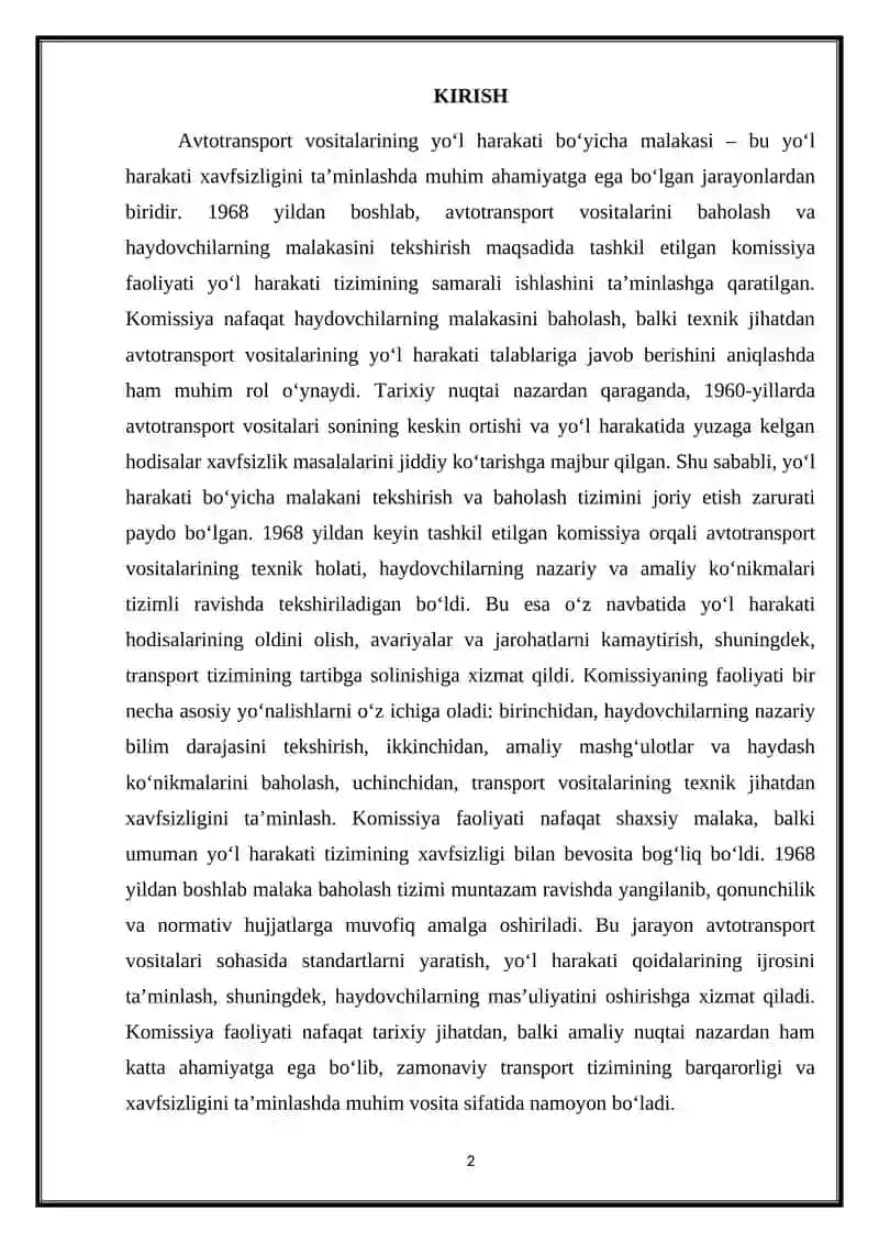 Avtotransport vositalarining yo‘l harakati bo‘yicha malakasi (1968 yildan) 2