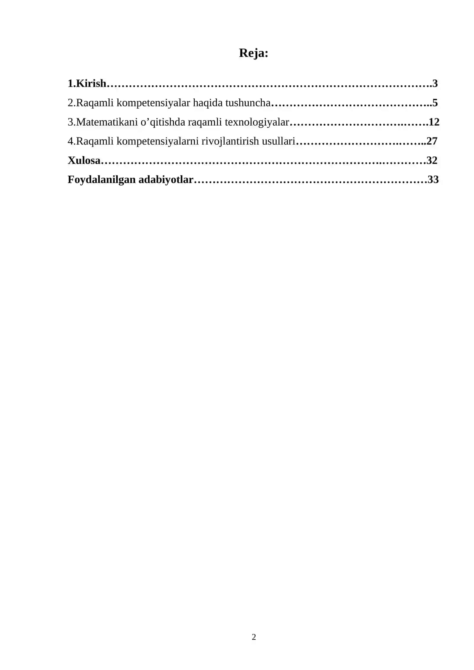Matematikani o‘qitishda raqamli kompetensiyalarni shakllantirish jarayoni, uning metodologik va pedagogik jihatlari 2
