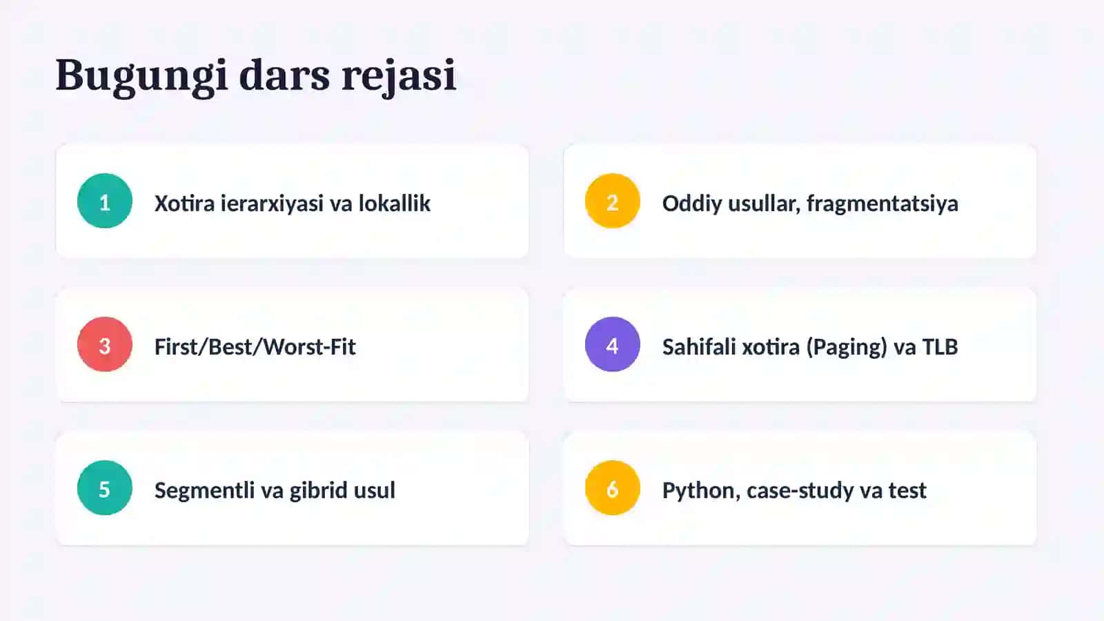 Xotirani boshqarish 2