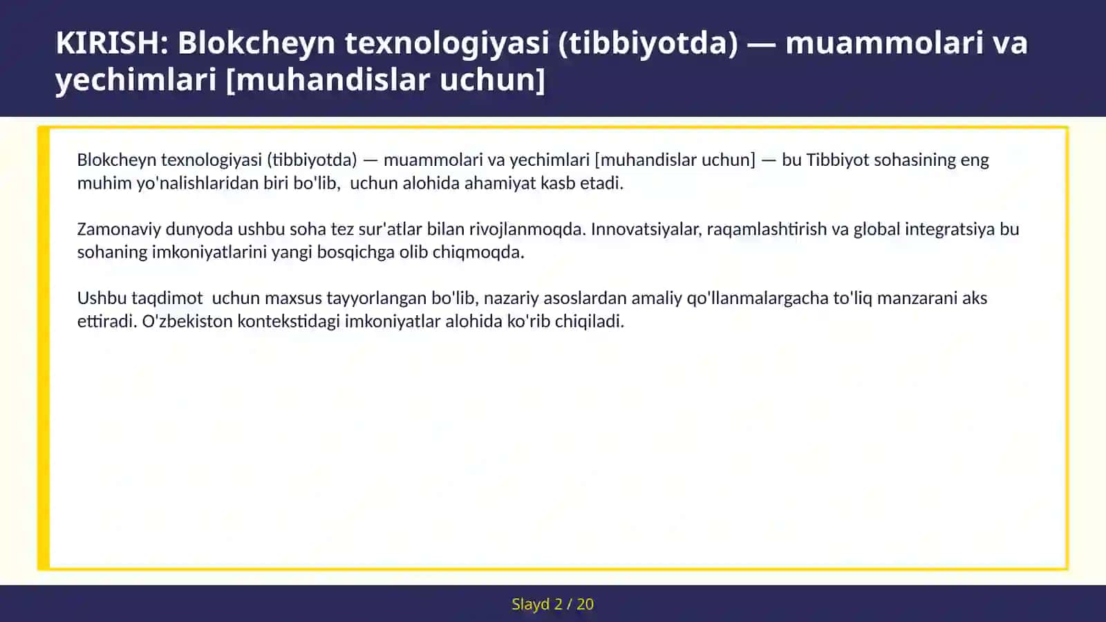 Blokcheyn texnologiyasi (Tibbiyotda) — muammolari va yechimlari [muhandislar uchun] 2