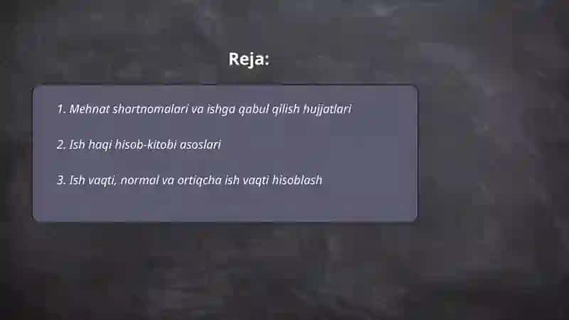 Mehnat va unga haq to'lash hisobi 2