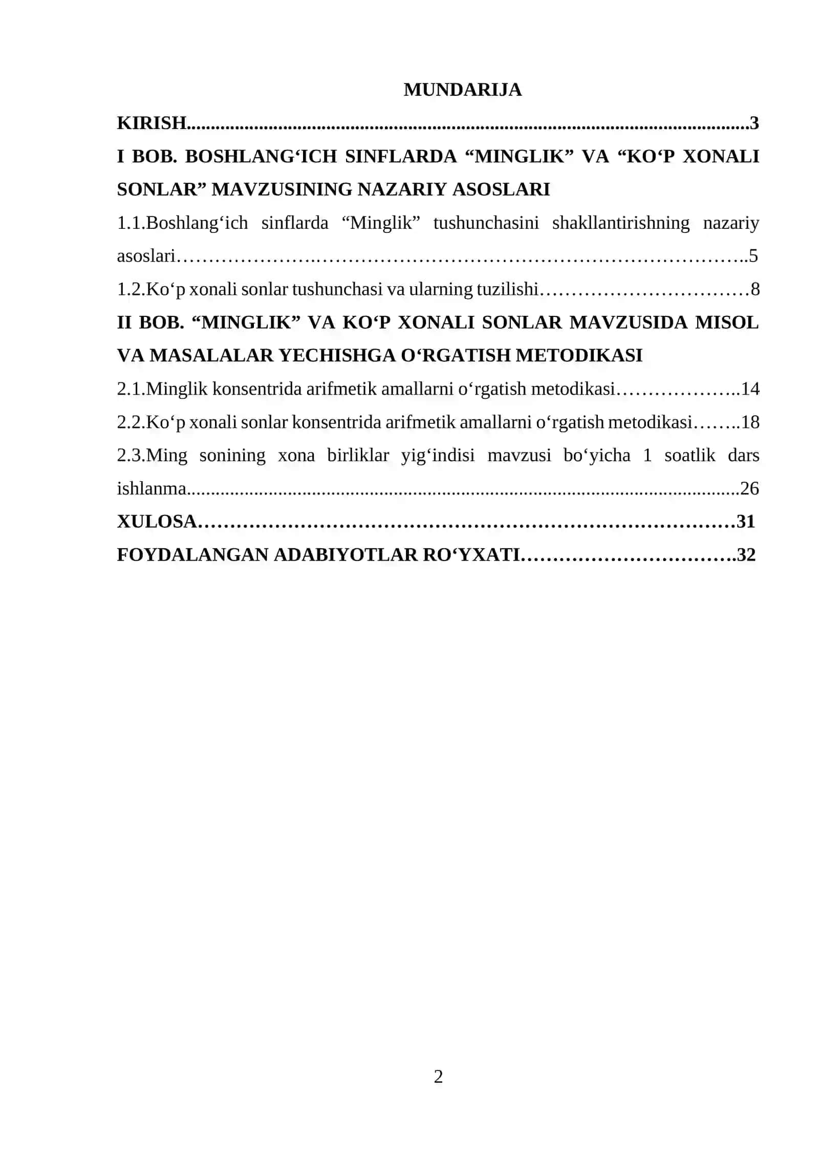 MATEMATIKA VA O‘QITISH METODIKASI FANIDAN KURS ISHI 2