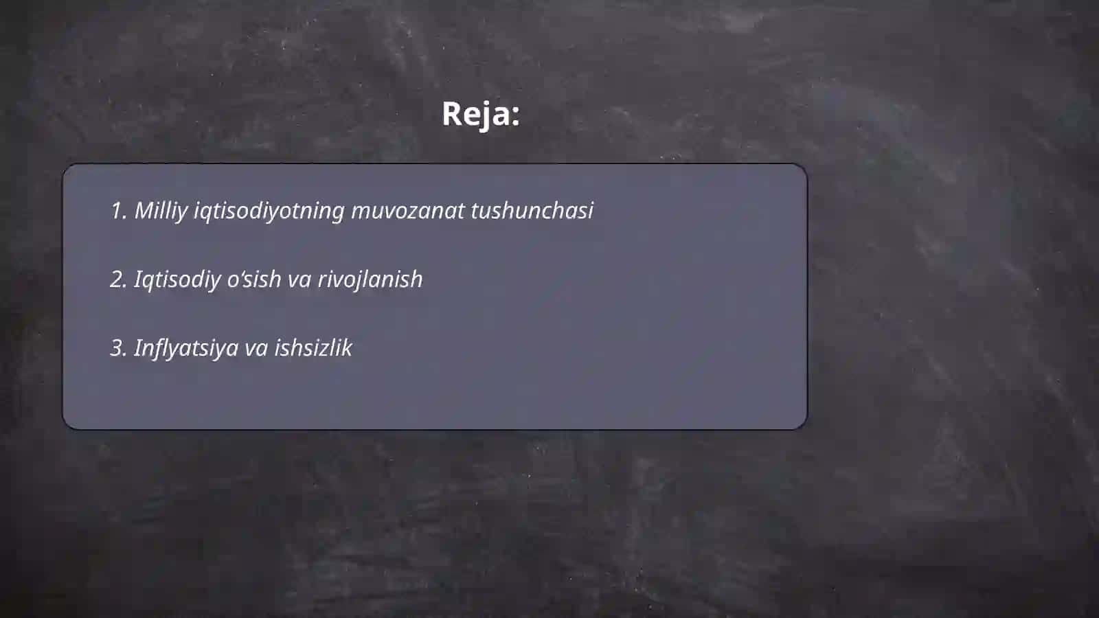 Milliy iqtisodiyotning muvozanati 2