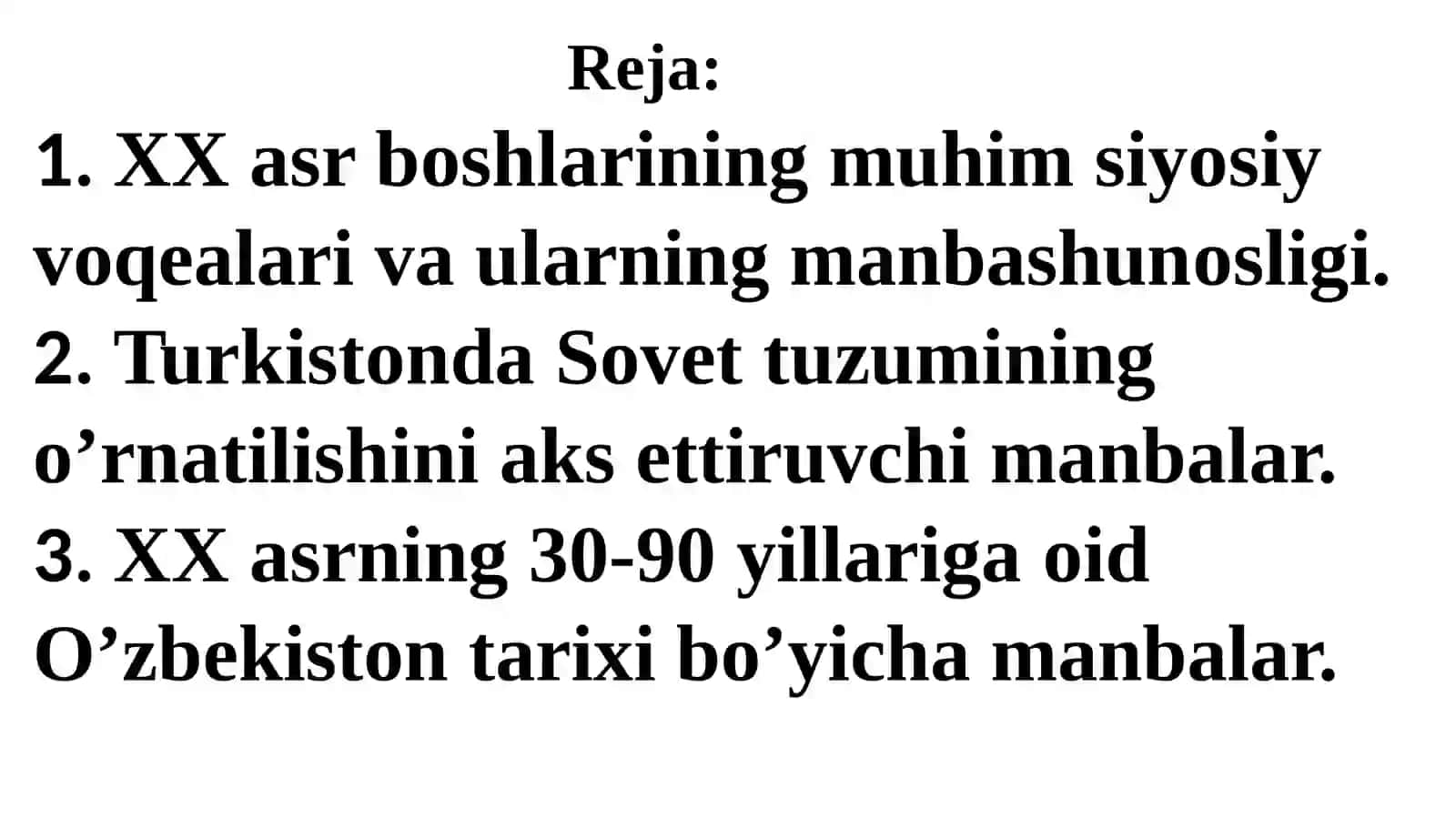 O’zbеkistоnning XX asr tarixiga oid manbalari 2