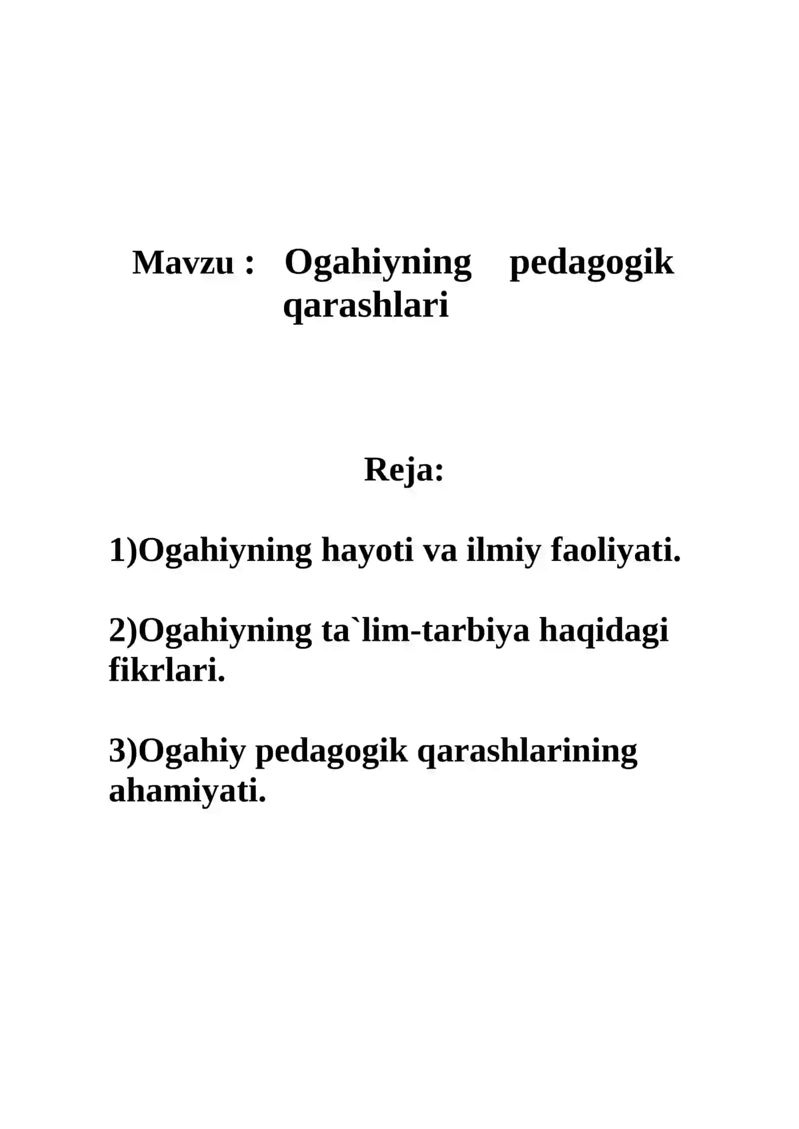 Ogahiyning pedagogik qarashlari 2
