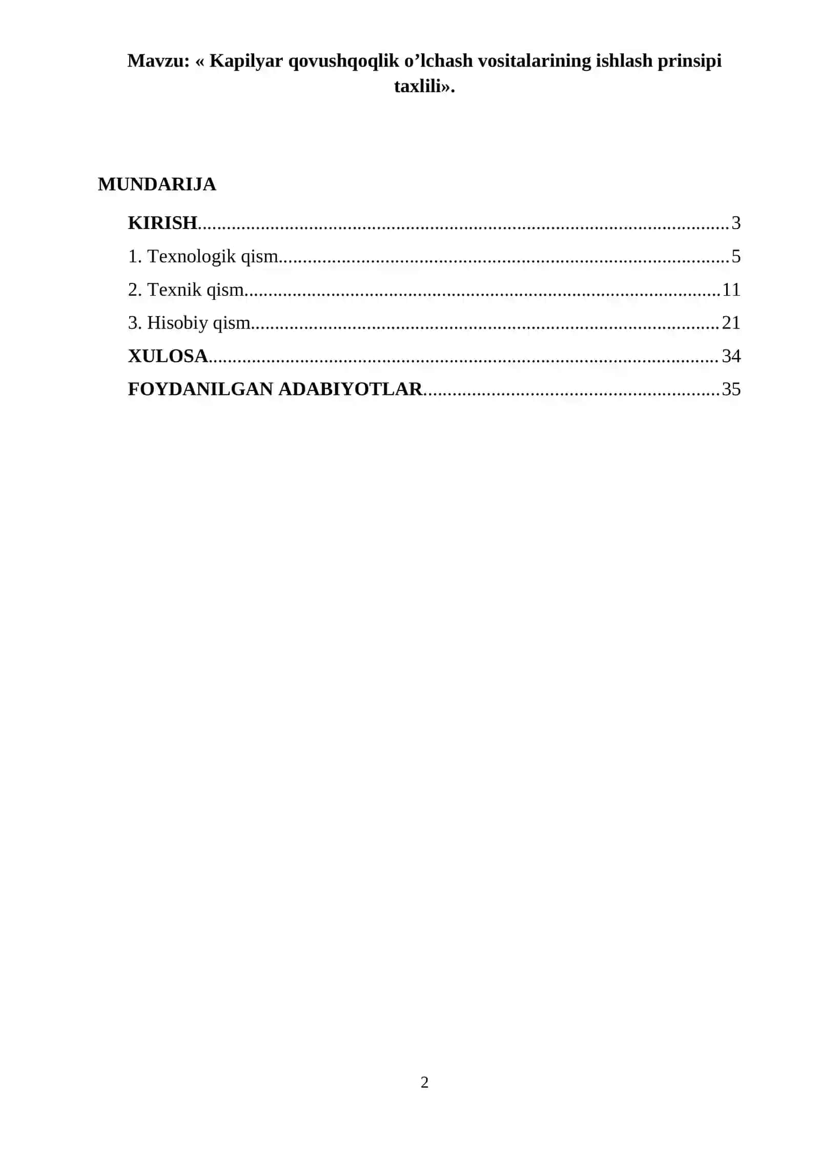 Kapilyar qovushqoqlik o’lchash vositalarining ishlash prinsipi taxlili 2