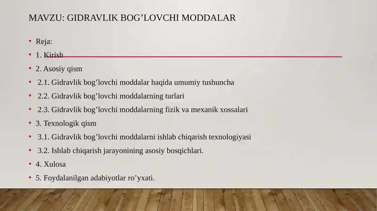 Gidravlik bog’lovchi maddalar 2