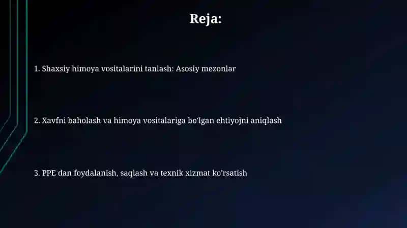 Ishlab chiqarish maydonlarida ishlayotgan ishchilar shaxsiy ximoya vositalarini tanlash 2