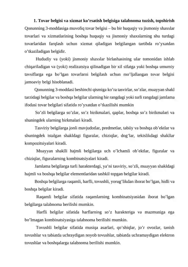 Tovar Belgi va Xizmat Ko'rsatish Belgisi 2