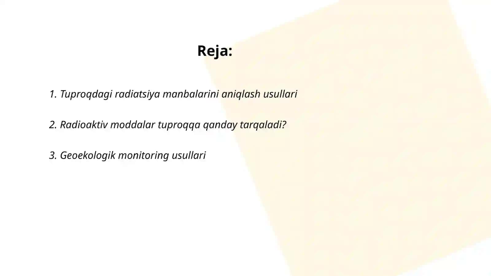 Tuproqning radioaktiv moddalar bilan ifloslanganligini tekshirish 2
