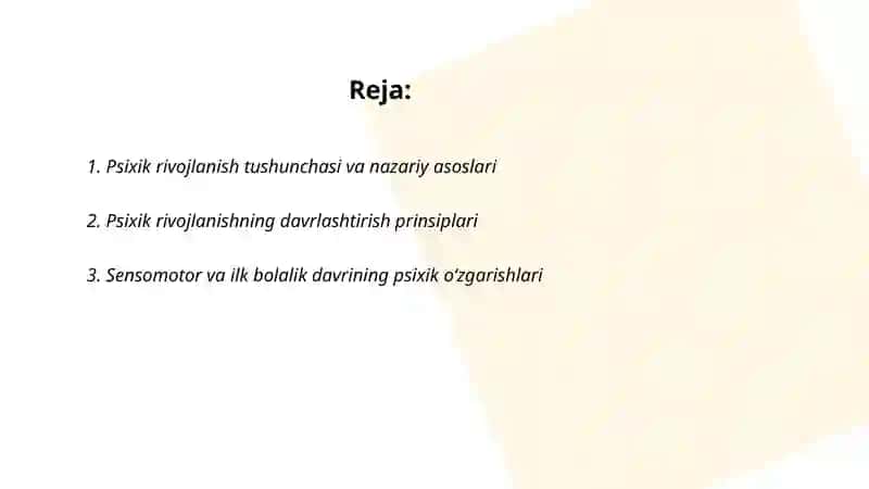 Psixik rivojlanish va uni davrlashtirish muammosi 2