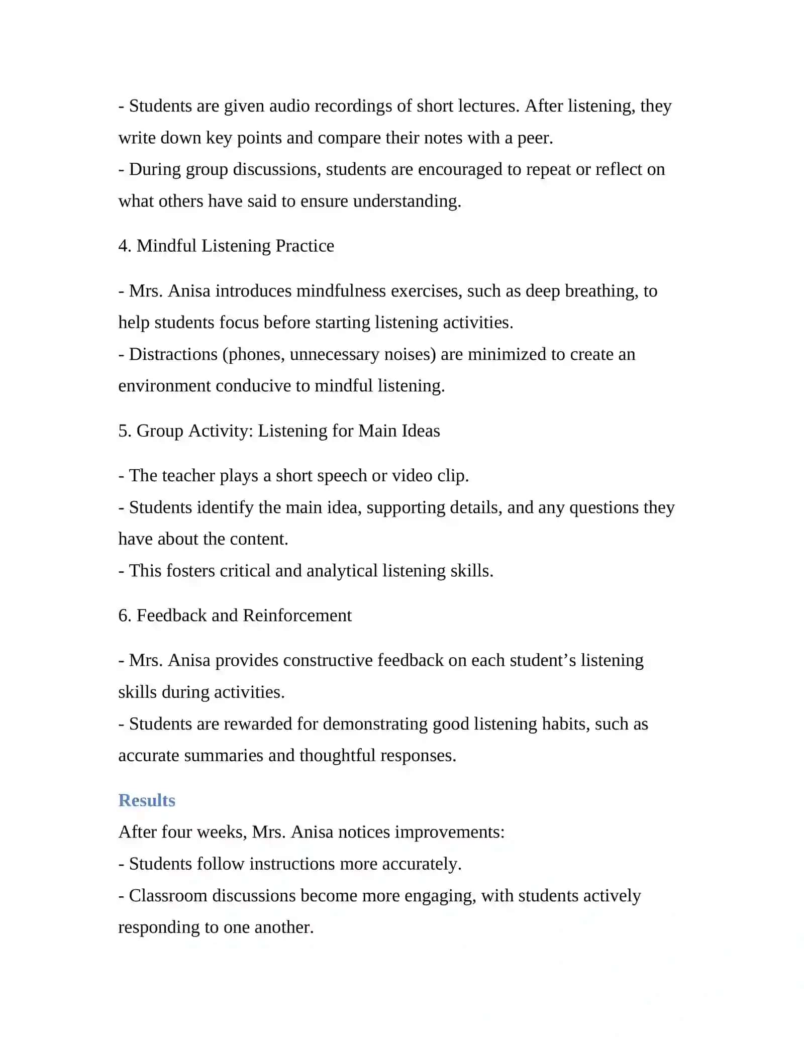 Developing Listening Skills in a Classroom Setting 2