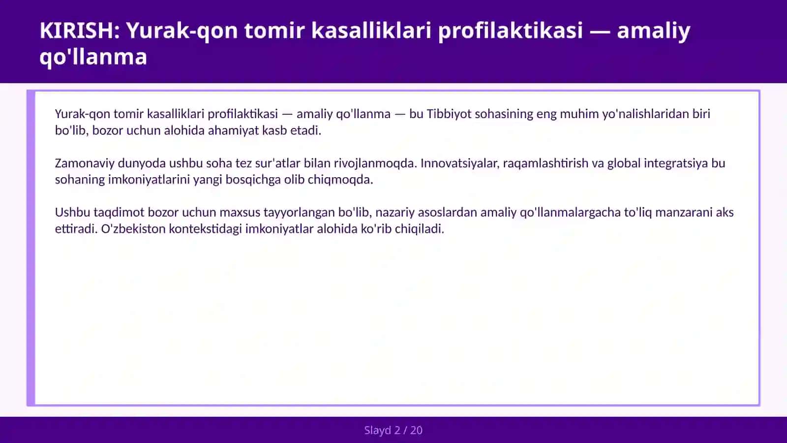 Yurak-qon tomir kasalliklari profilaktikasi — amaliy qo'llanma 2