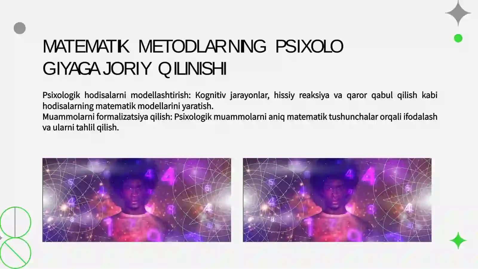 Psixologiyada matematik metodni qo'llash bo'yicha O.V.Mitina tomonidan 2