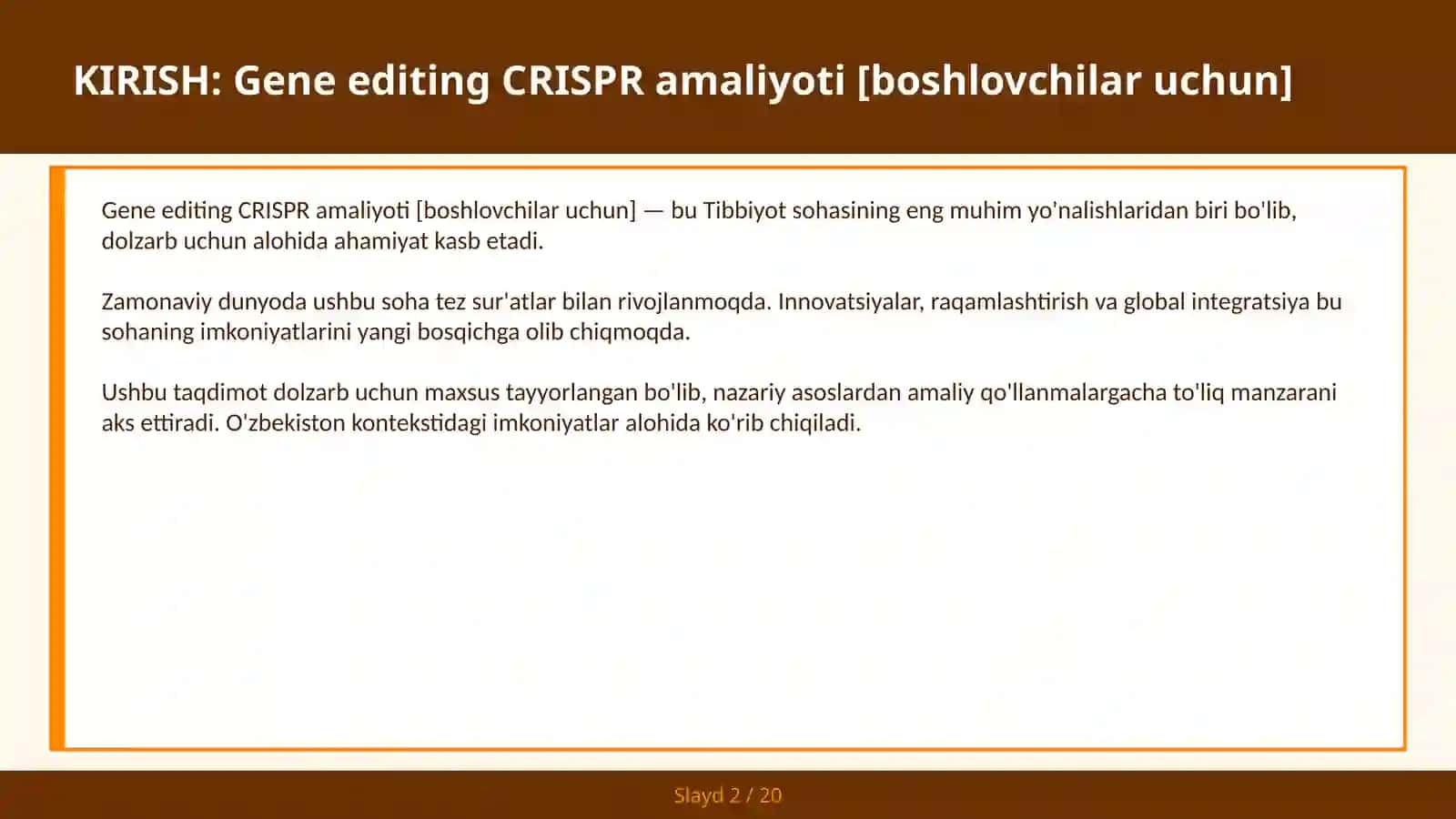 Gene editing CRISPR amaliyoti [boshlovchilar uchun] 2