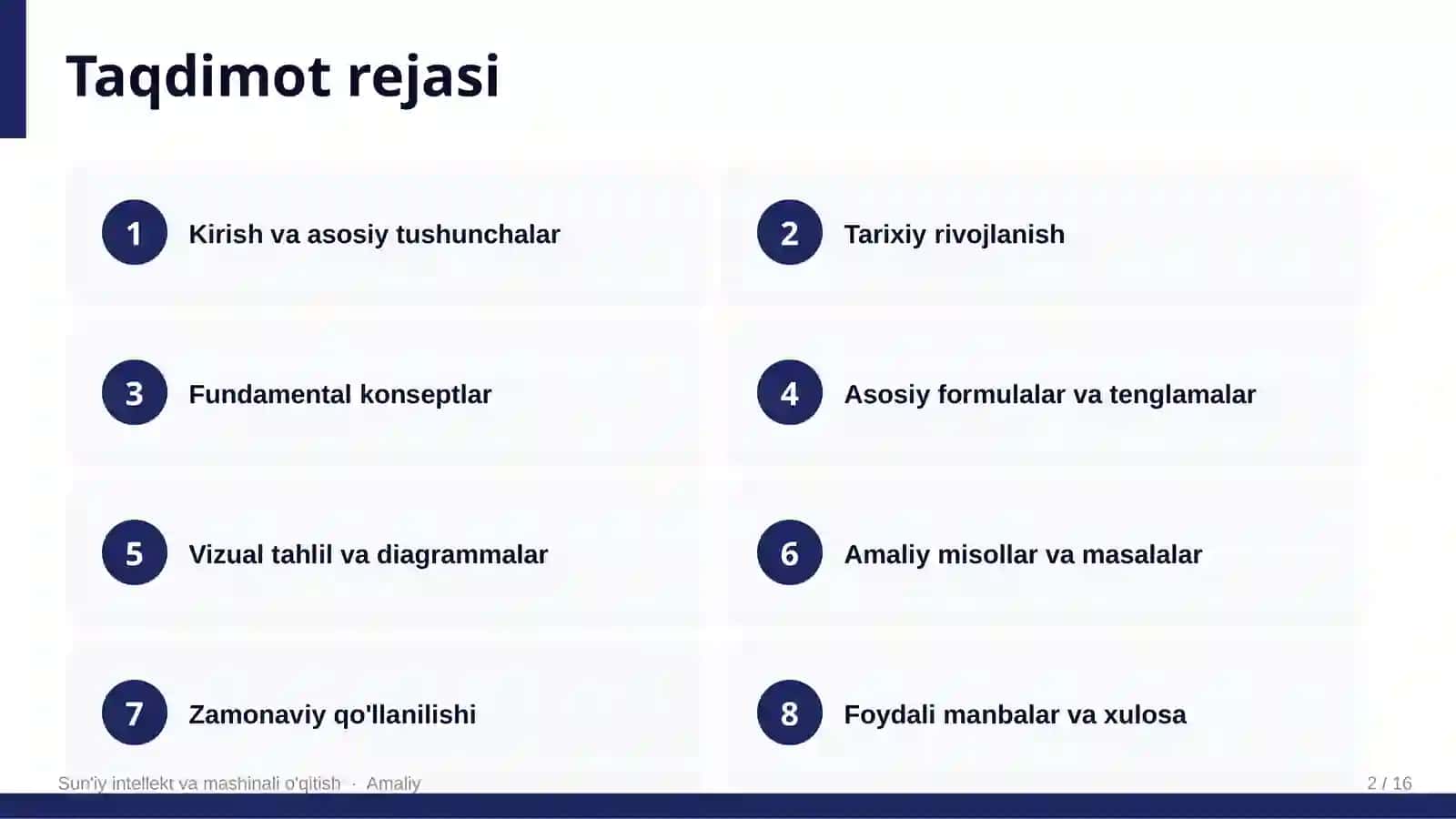 Sun'iy intellekt va mashinali o'qitish 2