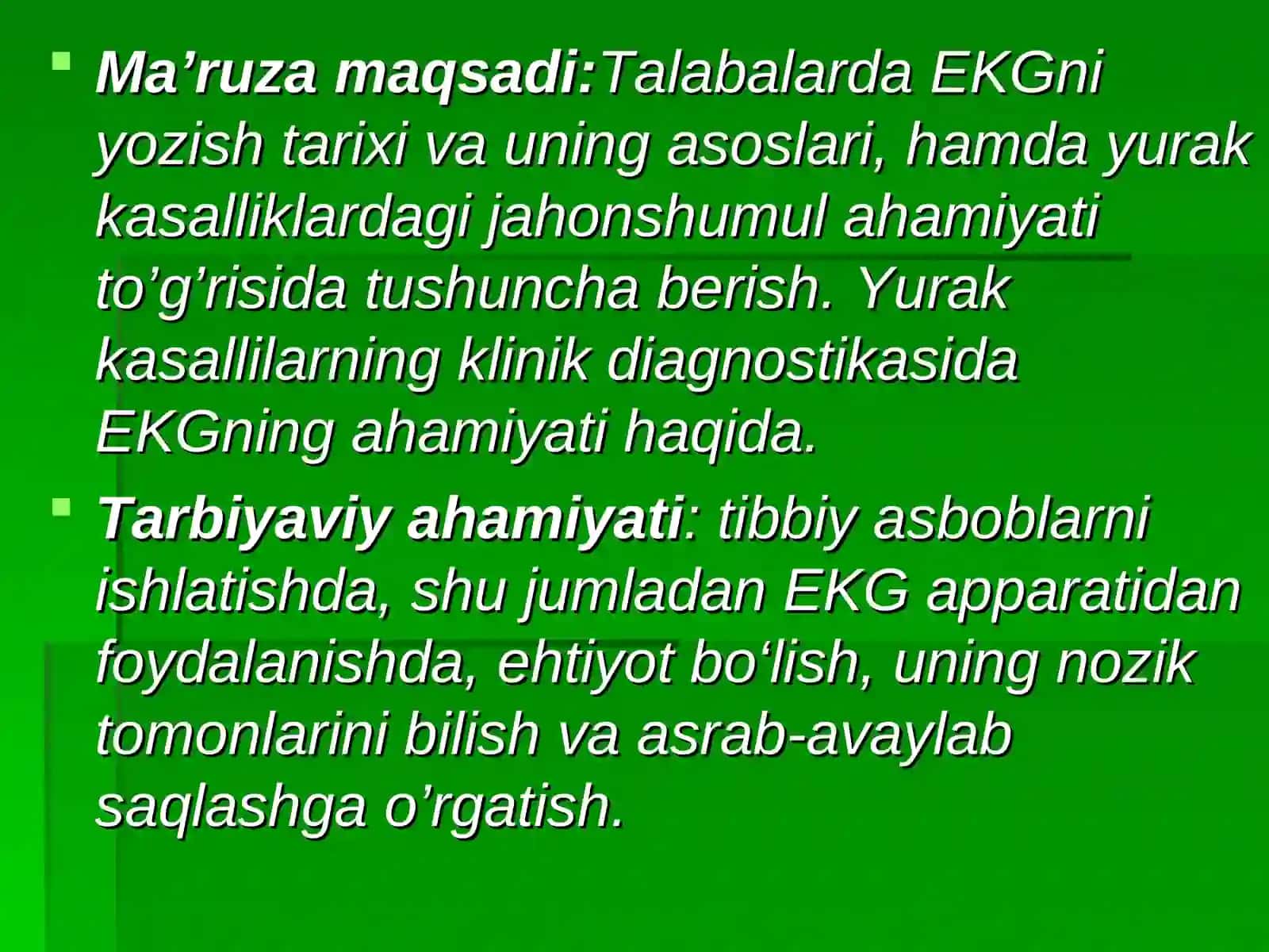 EKG o’zgarishlari. Yurak bo’lmachalari, qorinchalari  gipertrofiyasi. 2