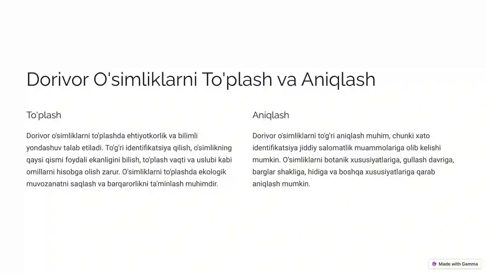 Dorivor O'simliklar Resursshunosligi va Kartagrafiyasi 2
