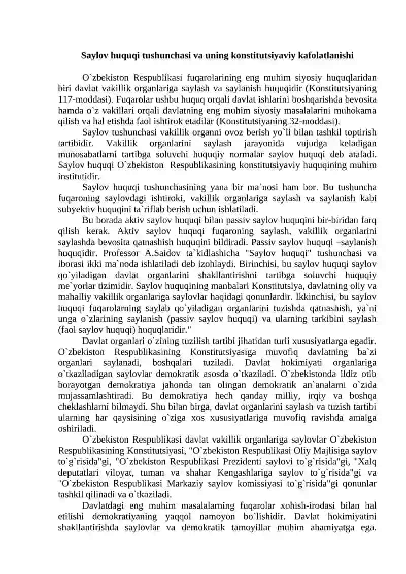 SAYLOV VA REFERENDUMNI TASHKIL ETISH HAMDA O‘TKAZISH SOHASIDAGI HUQUQBUZARLIKLAR UCHUN MA’MURIY JAVOBGARLIK 2