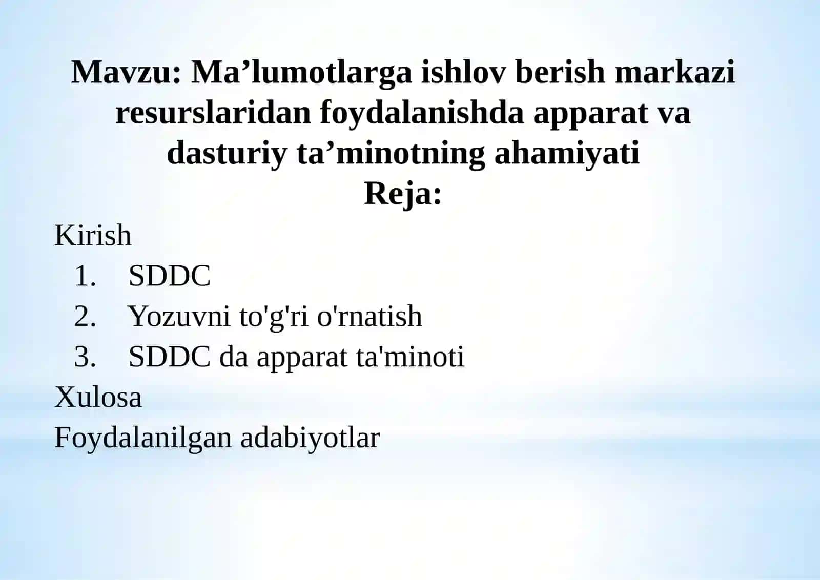 Ma’lumotlarga ishlov berish markazi resurslaridan foydalanishda apparat va dasturiy ta’minotning ahamiyati 2
