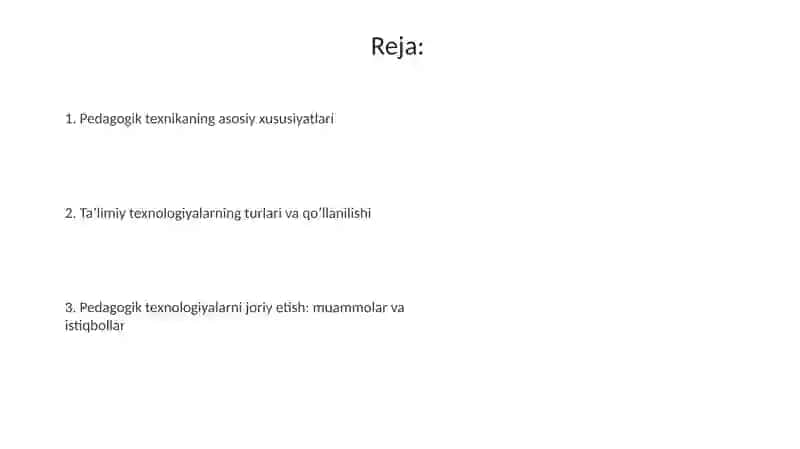 Pedagogik texnikaning xususiyatlari 2