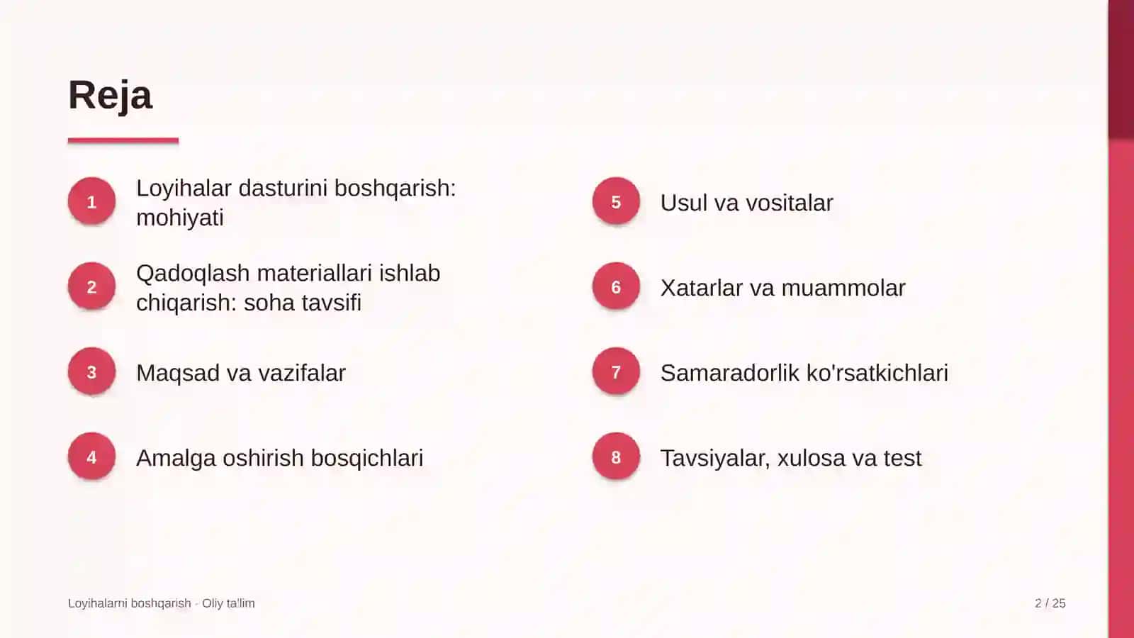 qadoqlash materiallari ishlab chiqarishda loyihalar dasturini boshqarish 7204 2