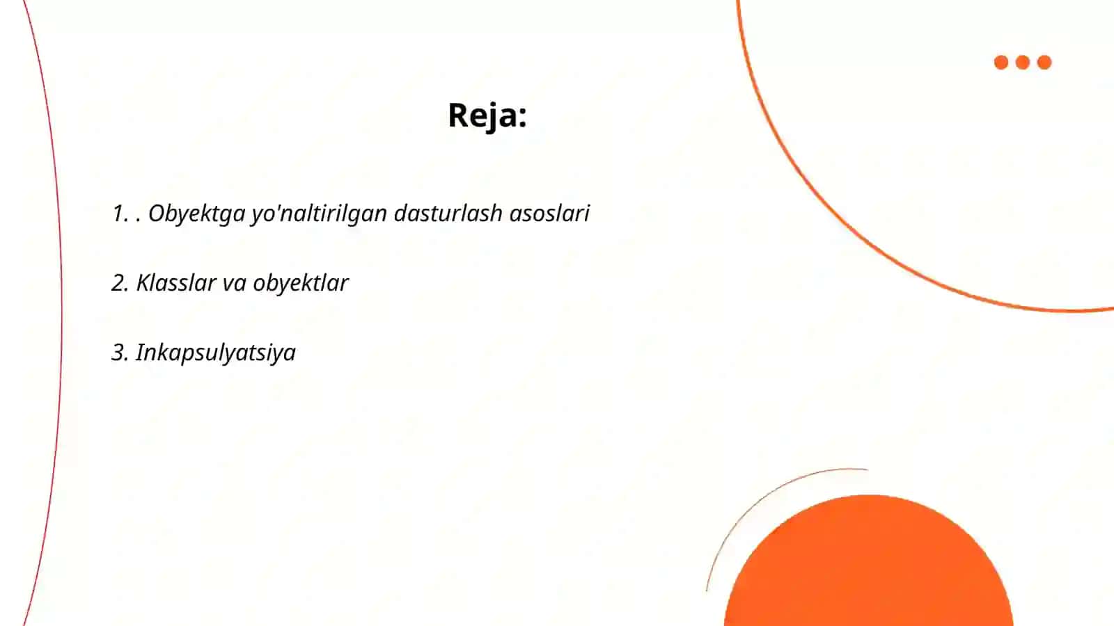 Obyektga yo'naltirilgan dasturlash asoslari 2