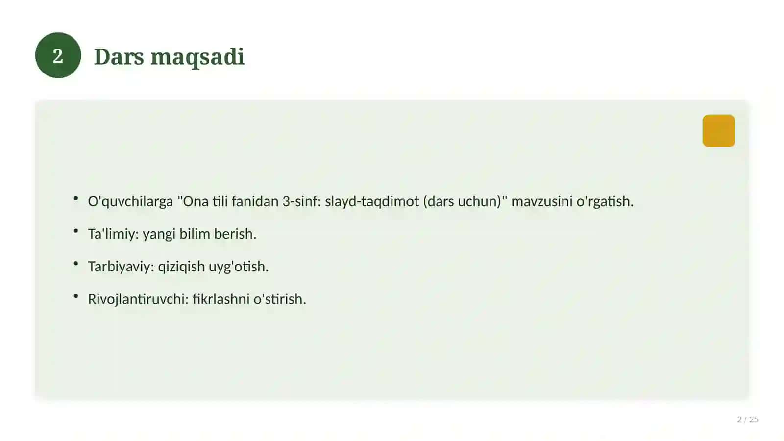 Ona tili fanidan 3-sinf: slayd-taqdimot (dars uchun) 2